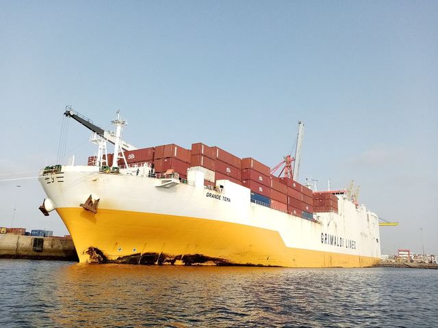 Containers at a West African port